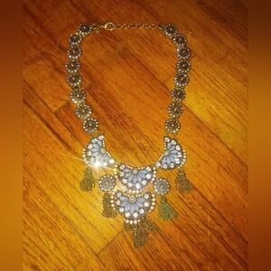 Banana Republic Gold-tone Statement Necklace with Pale Blue Accents